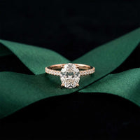 2.30 Ct Oval Cut Moissanite Vintage Accent Halo Ring Rose Gold