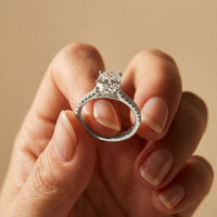 2.30 Ct Oval Cut Moissanite Vintage Accent Halo Ring White
