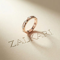 0.8 Ct Round Cut Moissanite Bezel Set Band Ring Rose Gold