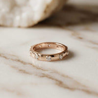 0.8 Ct Round Cut Moissanite Bezel Set Band Ring Rose Gold