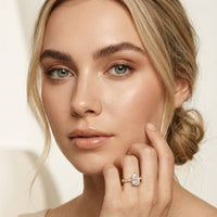 2.30 Ct Pear Cut Round Accent Gallery Moissanite Ring Gold