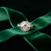 2.40 Ct Princess Cut Hidden Bridge Pavé Moissanite Ring White