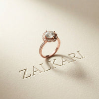 1.70 Ct Round Cut Floral Halo Pavé Moissanite Ring Rose Gold