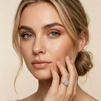 1.70 Ct Round Cut Floral Halo Pavé Moissanite Ring Rose Gold