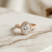 2.40 Ct Oval Cut Signature Halo Pavé Moissanite Ring