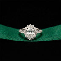 3.00 Ct Oval Cut Floral Cluster Halo Moissanite Ring White