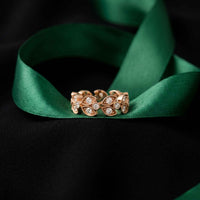 1.05 Ct Round Cut Moissanite Vintage Leaf Eternity Band Ring Rose Gold