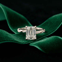 2.95 Ct Emerald Cut Moissanite Art Deco Inspired Ring White
