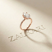 2.70 Ct Pear Cut Moissanite Luxe Pavé Ring Rose Gold