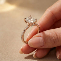 3.35 Ct Radiant Cut Moissanite Vintage Inspired Engagement Ring Rose Gold