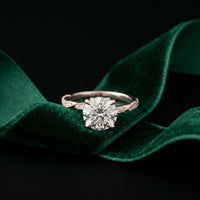 2.85 Ct Round Cut Moissanite Elegant Pavé Ring White