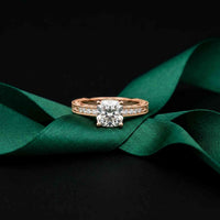 2.00 Ct Cushion Cut Moissanite Vintage Filigree Accent Ring Rose Gold
