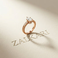 1.40 Ct Pear Cut Moissanite Engraved Vintage Ring Rose Gold
