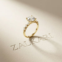 2.30 Ct Round Cut Moissanite Vintage Pear Accent Ring Gold