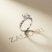 2.30 Ct Round Cut Moissanite Vintage Pear Accent Ring White
