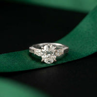 2.15 Ct Oval Cut Moissanite Heirloom Pear Accent Ring White
