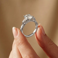 2.15 Ct Oval Cut Moissanite Heirloom Pear Accent Ring White