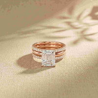 3.50 Ct Radiant Cut Moissanite Luxe Stack Ring Rose Gold