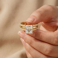 3.50 Ct Radiant Cut Moissanite Luxe Stack Ring Gold