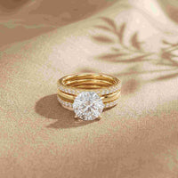 3.50 Ct Round Cut Moissanite Signature Stack Ring Gold