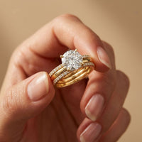 3.50 Ct Round Cut Moissanite Signature Stack Ring Gold