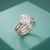 3.50 Ct Round Cut Moissanite Signature Stack Ring White