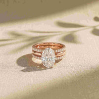 3.50 Ct Oval Cut Moissanite Elegant Stack Ring Rose Gold