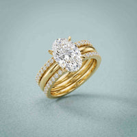 3.50 Ct Oval Cut Moissanite Elegant Stack Ring Gold