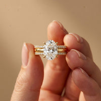 3.50 Ct Oval Cut Moissanite Elegant Stack Ring Gold
