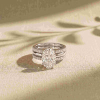 3.50 Ct Oval Cut Moissanite Elegant Stack Ring White