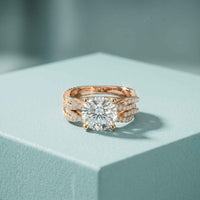 3.25 Ct Round Cut Moissanite Pave Stack Ring Rose Gold