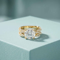 3.25 Ct Round Cut Moissanite Pave Stack Ring Gold