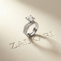 3.25 Ct Round Cut Moissanite Pave Stack Ring White