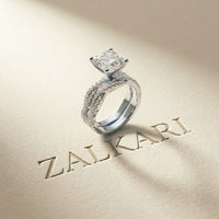3.25 Ct Asscher Cut Moissanite Twisted Pave Ring White