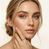 3.25 Ct Oval Cut Moissanite Sculpted Pavé Ring