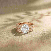 3.25 Ct Oval Cut Moissanite Sculpted Pavé Ring
