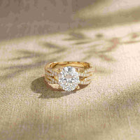 3.25 Ct Oval Cut Moissanite Sculpted Pavé Ring
