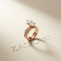 3.25 Ct Pear Cut Moissanite Crisscross Pavé Ring