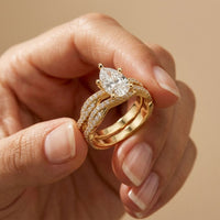 3.25 Ct Pear Cut Moissanite Crisscross Pavé Ring