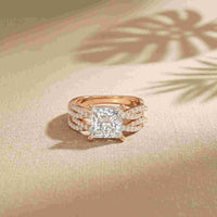 3.25 Ct Princess Cut Moissanite Crossover Pavé Ring