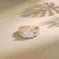 3.25 Ct Princess Cut Moissanite Crossover Pavé Ring