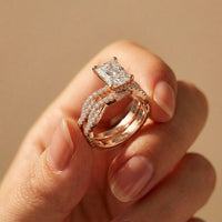 3.25 Ct Radiant Cut Moissanite Sculpted Pavé Ring