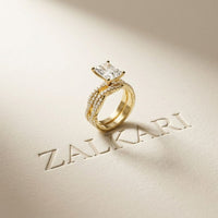 3.25 Ct Radiant Cut Moissanite Sculpted Pavé Ring