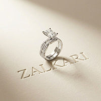 3.25 Ct Radiant Cut Moissanite Sculpted Pavé Ring