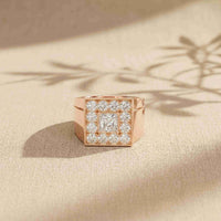 2.35 Ct Princess Cut Moissanite Men's Statement Signet Ring