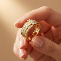 0.75 Ct Round Cut Moissanite Men's Multi-Row Band Ring