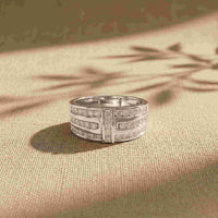 0.75 Ct Round Cut Moissanite Men's Multi-Row Band Ring