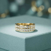 1.35 Ct Round Cut Moissanite Double-Row Men's Band Ring
