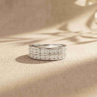 1.35 Ct Round Cut Moissanite Double-Row Men's Band Ring