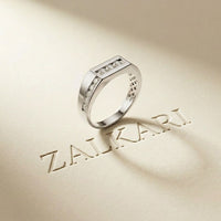 0.55 Ct Round Cut Channel Set Signet Moissanite Ring